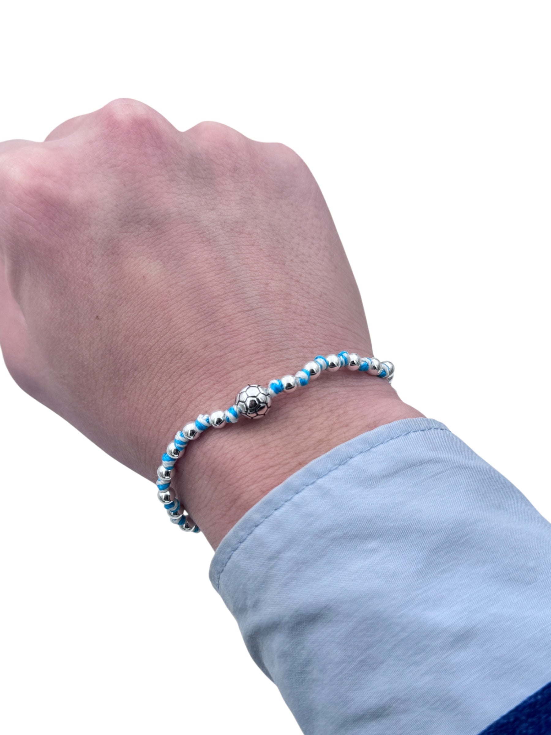 Bracciale Spadarella in argento con palla da calcio, COLORE AZZURRO TIFFANY - SPBR600