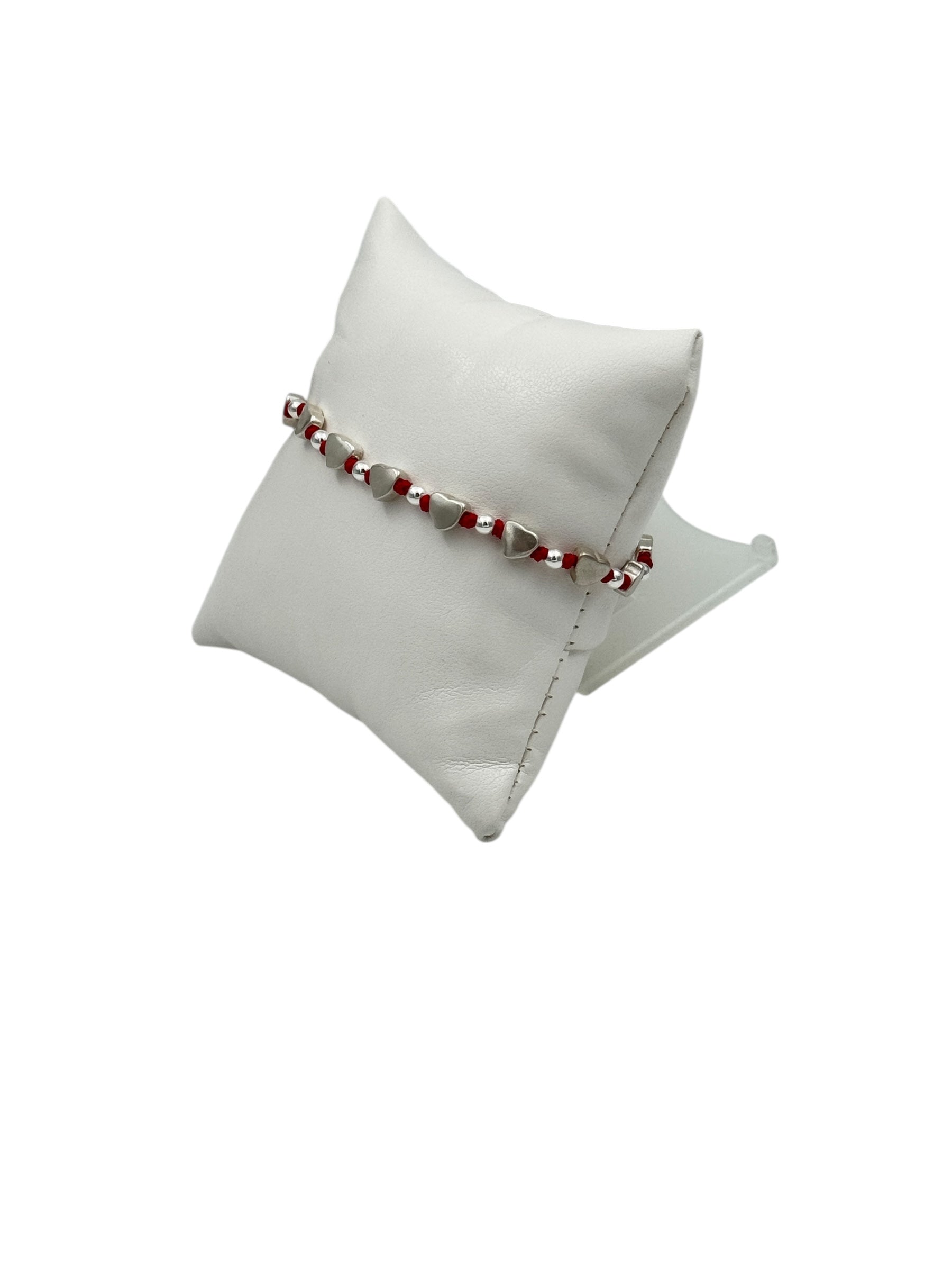 Bracciale Spadarella in argento, da donna, con cuori, colore rosso - SPBR60