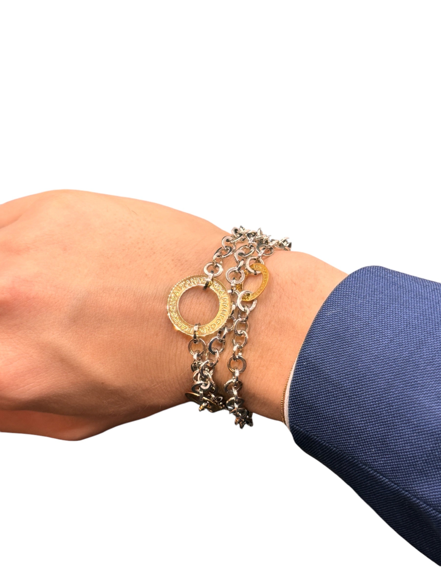 Pianegonda bracelet in silver, with double 18kt yellow gold chain link - BA050753