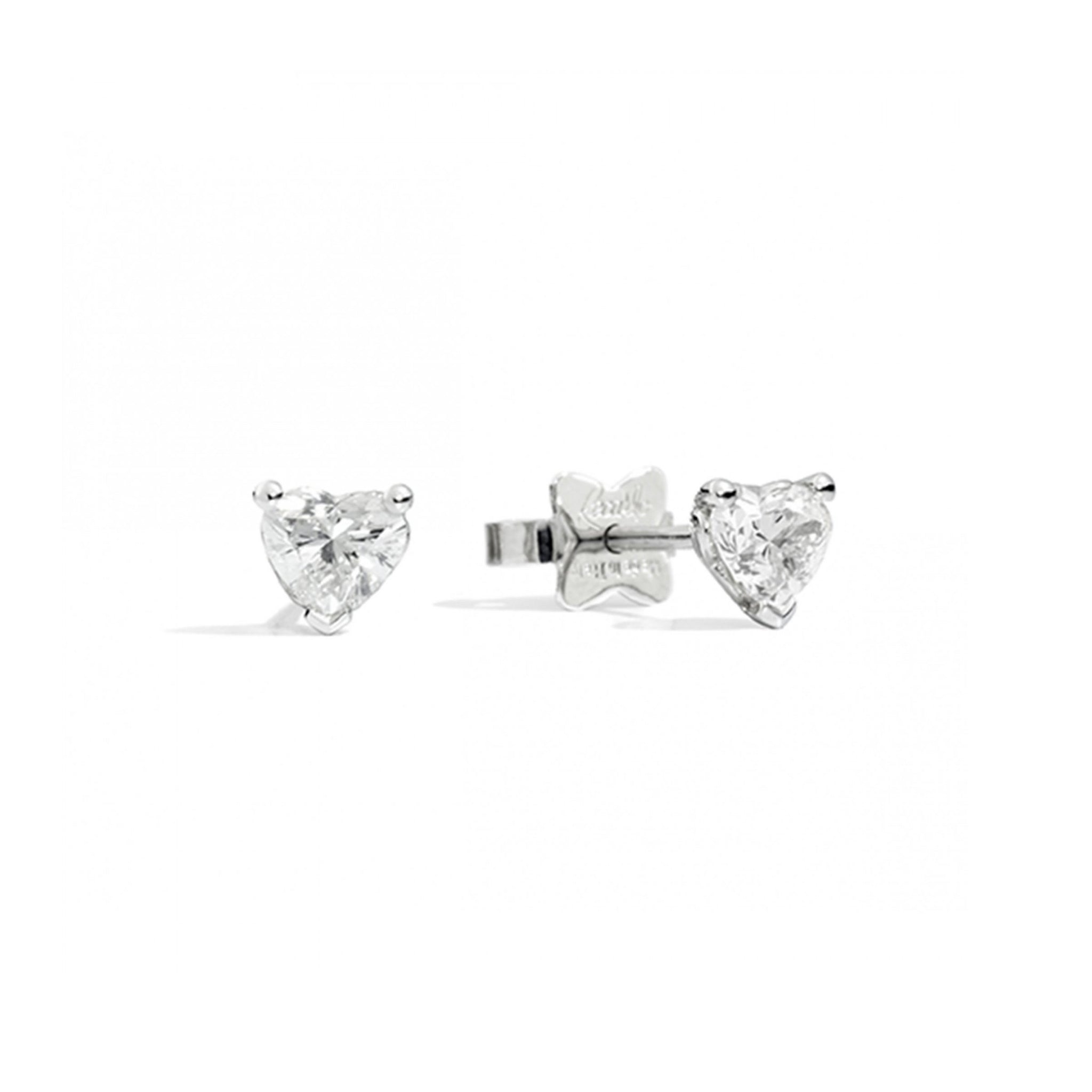 Orecchini punto luce in oro bianco con diamanti taglio cuore, 0.31ct - E67PX001/031