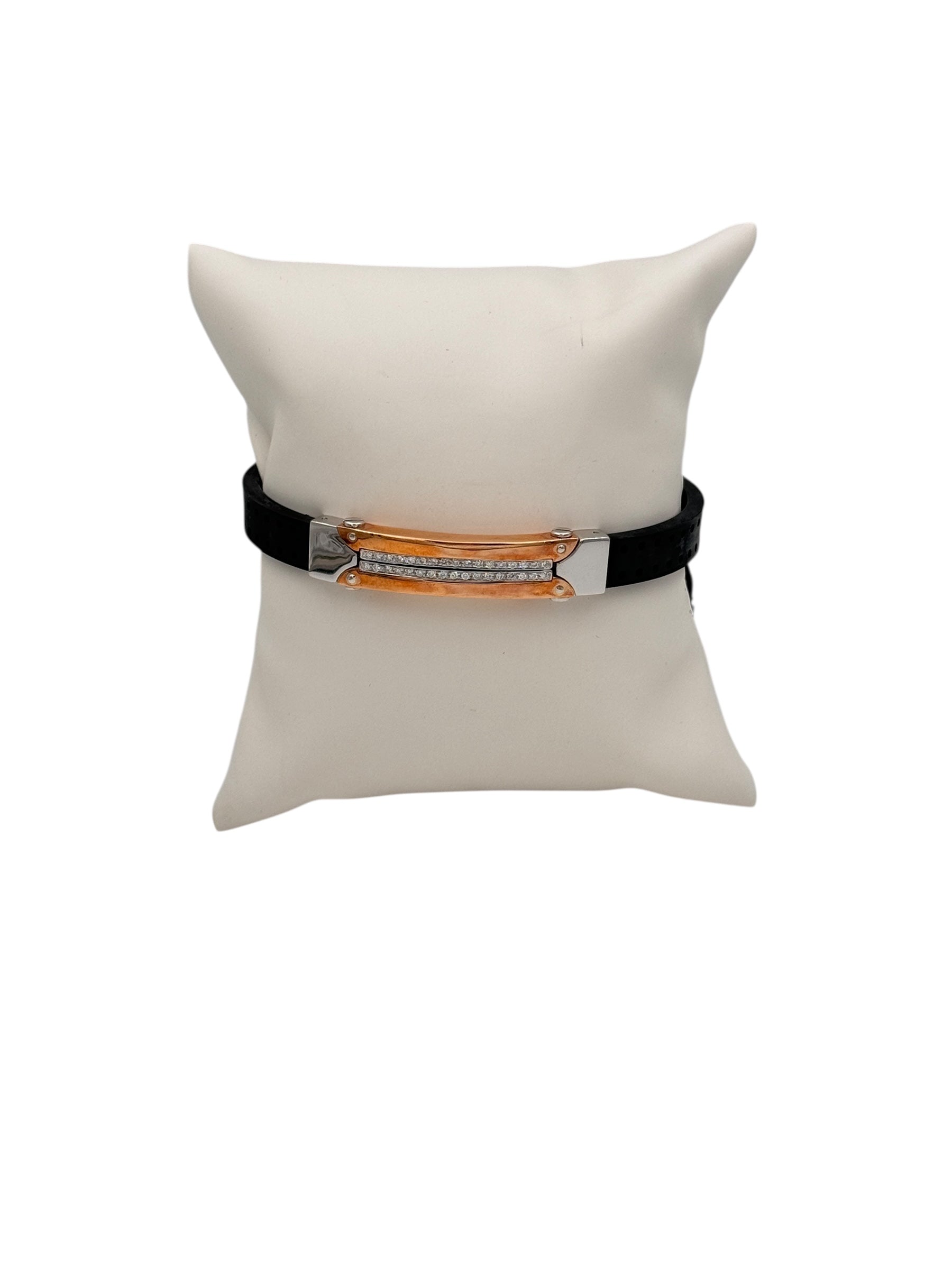 Bracciale Barakà in caucciu', oro giallo e oro bianco 18kt, e diamanti - BR21324