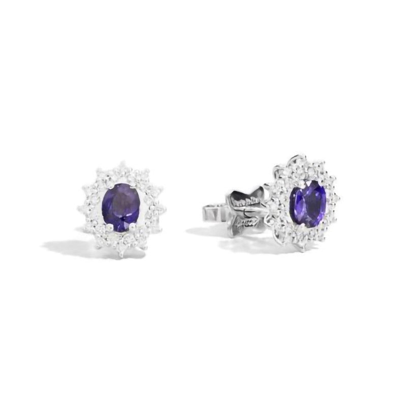 Recarlo-Ohrringe aus Weißgold, Saphiren und Diamanten, insgesamt 0,72 ct Saphire – E77CC001/ZB