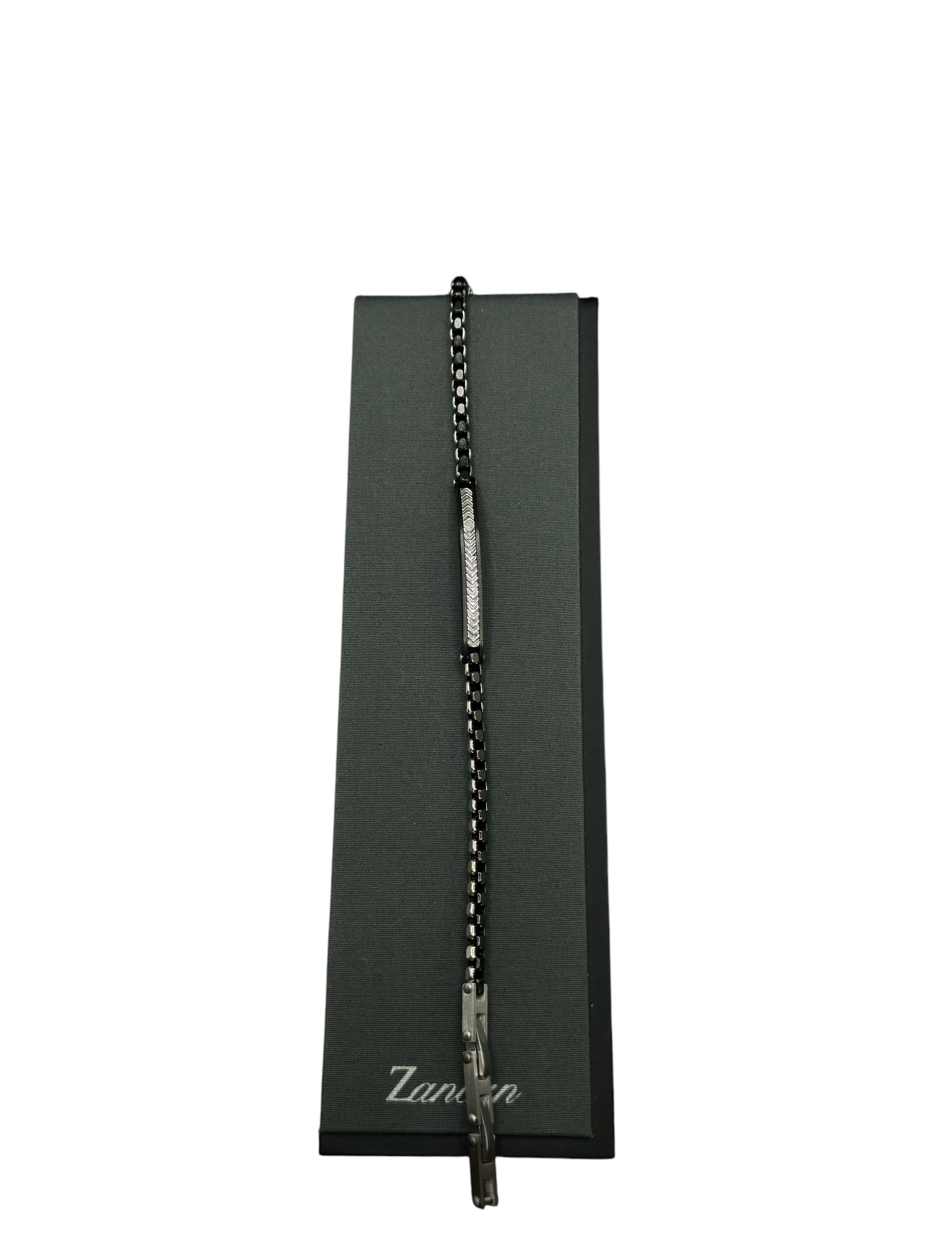 Herrenarmband aus Stahl mit schwarzer Keramik und Mittelplatte mit schwarzen Spinellen - UHB015