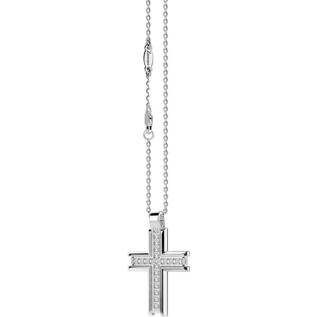 Zancan-Halskette aus Weißgold mit Diamanten | Kreuz – Insignia Gold – EC740B