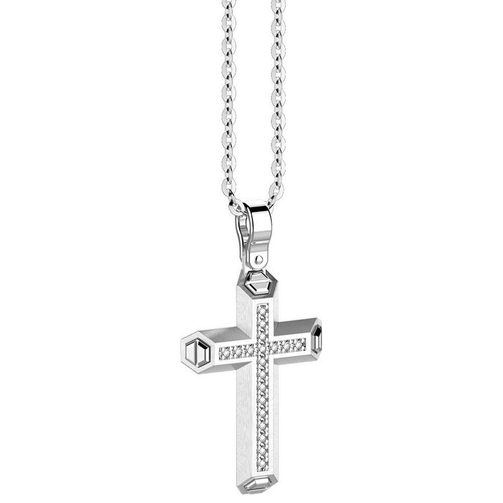 Zancan-Halskette aus Weißgold mit Diamanten | Kreuz – Insignia Gold – EC740B