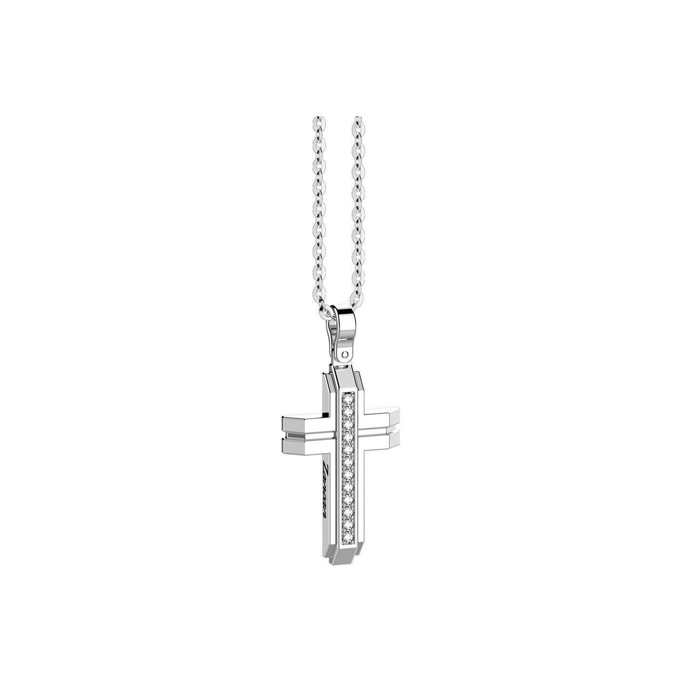 Zancan-Halskette aus Weißgold mit Kreuz und Diamanten – EC744B