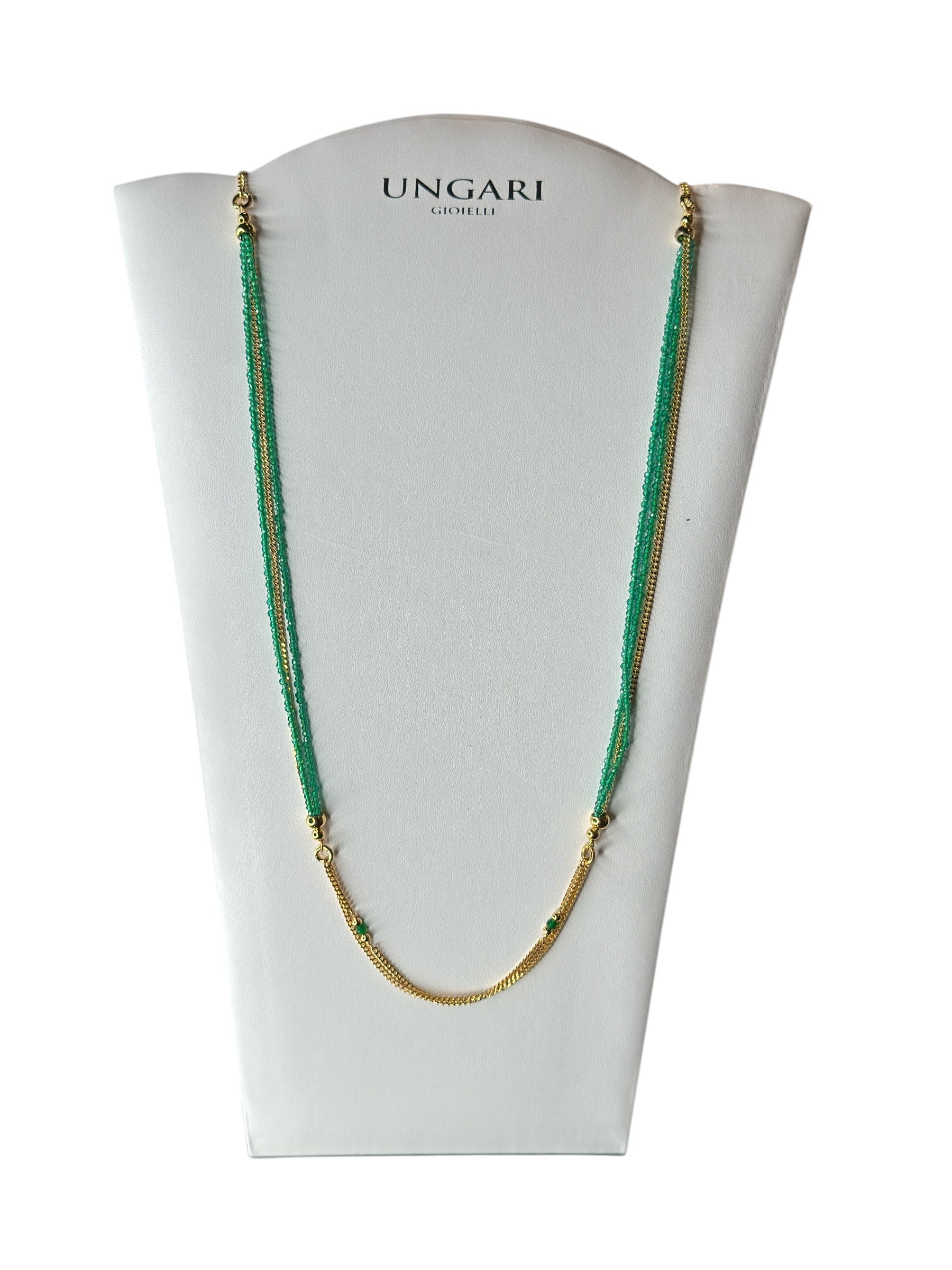 3-reihiges Collier aus vergoldeter Bronze mit peridotgrünen Steinen – FIRENZE CL 046V