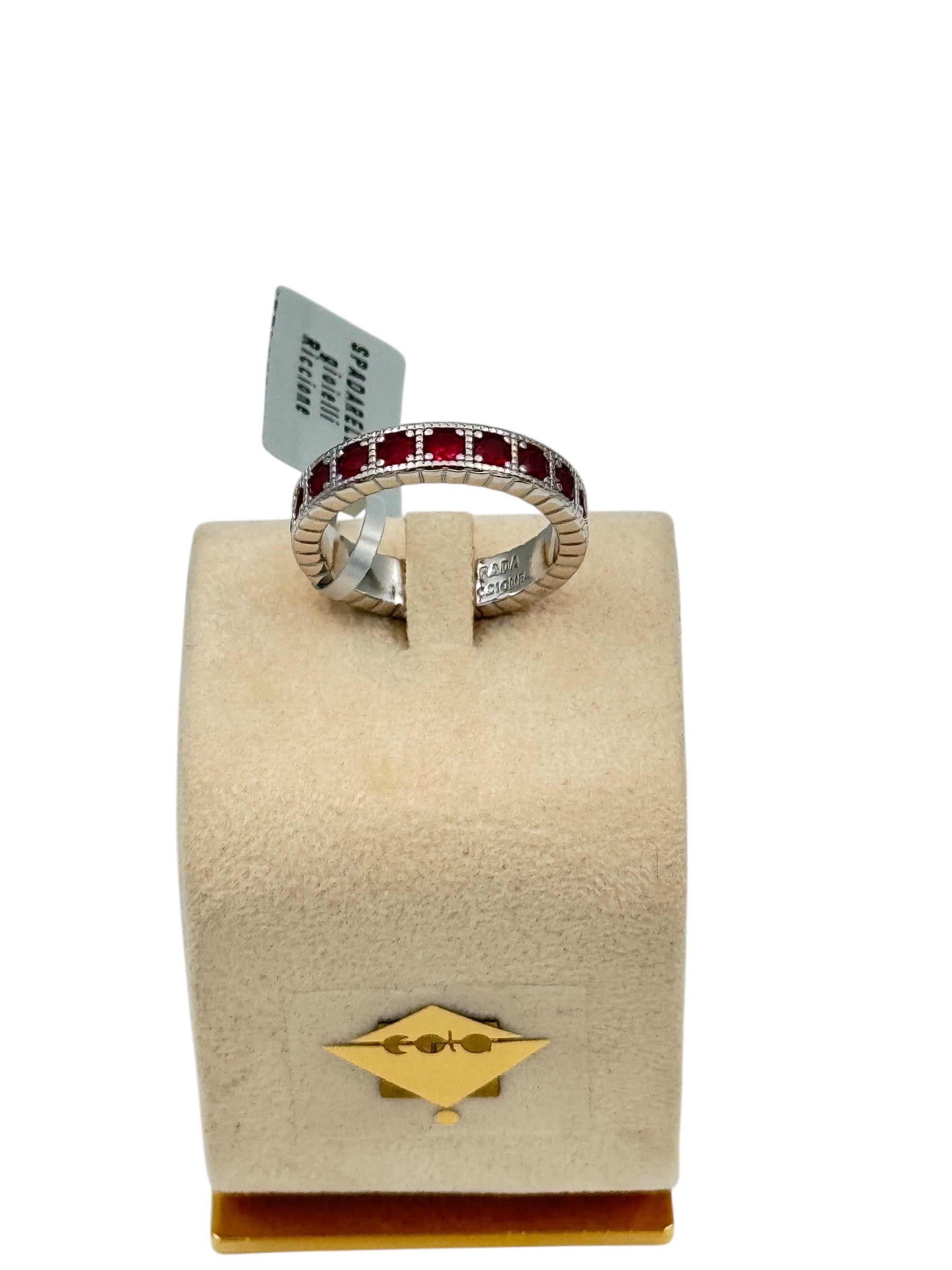 Anello Spadarella in argento, uomo, FEDE CON ZIRCONI ROSSI - AN729-rosso