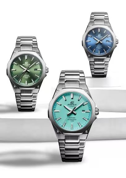 Edifice Analoguhr mit 3 Zeigern, eisblaues Zifferblatt, 44 mm – EFR-S108D-2AVUEF