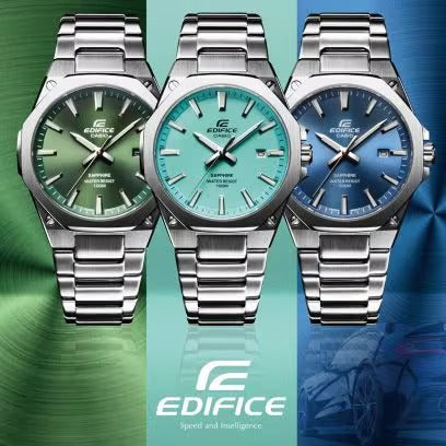Edifice Analoguhr mit 3 Zeigern, eisblaues Zifferblatt, 44 mm – EFR-S108D-2AVUEF