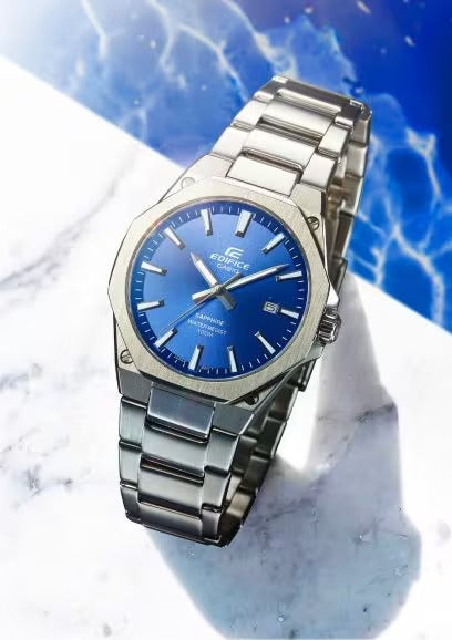 Edifice Analoguhr mit 3 Zeigern, eisblaues Zifferblatt, 44 mm – EFR-S108D-2AVUEF
