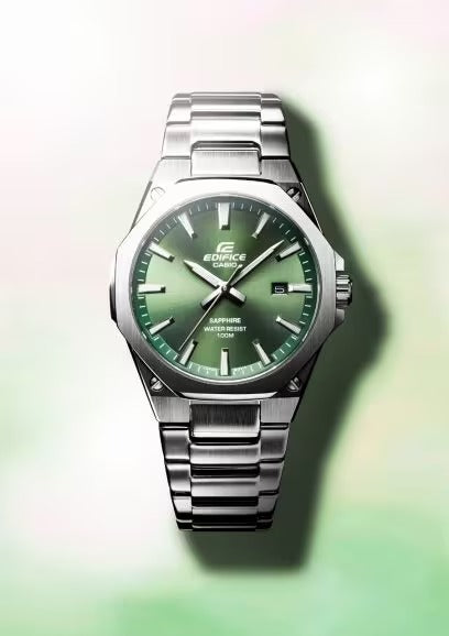 Casio Edifice Analoguhr mit 3 Zeigern, dunkelgrünes Zifferblatt, 40 mm – EFR-S108D-3AVUEF