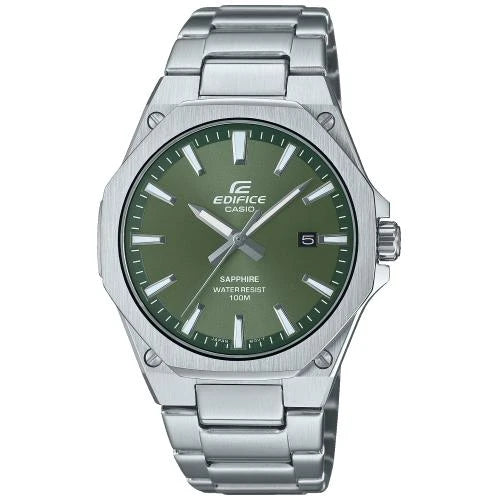 Casio Edifice Analoguhr mit 3 Zeigern, dunkelgrünes Zifferblatt, 40 mm – EFR-S108D-3AVUEF