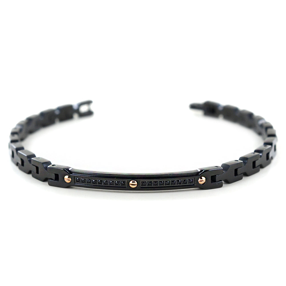 Bracciale Zancan in Acciaio con PVD Nero e Spinelli – Hiteck – EHB193