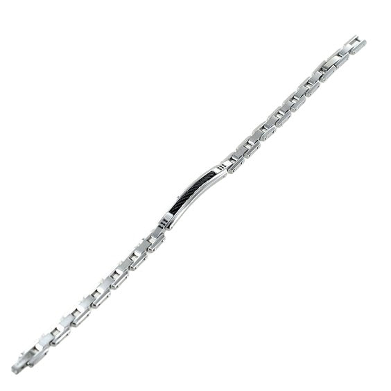 Bracelet homme Zancan en acier et spinelles noires - EHB208