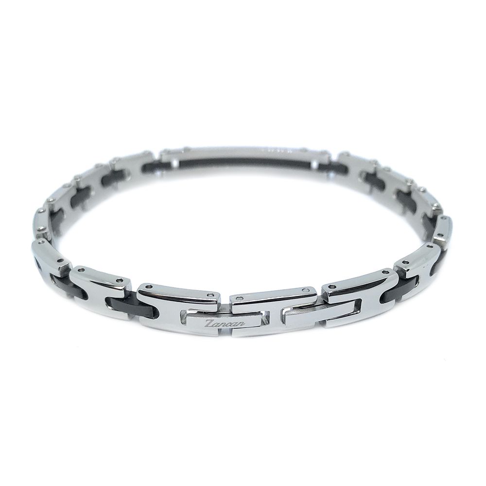 Bracciale Zancan da uomo in acciaio e PVD nero con zircone centrale - EHB212