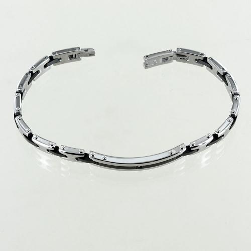 Bracciale Zancan da uomo in acciaio e PVD nero con zircone centrale - EHB212
