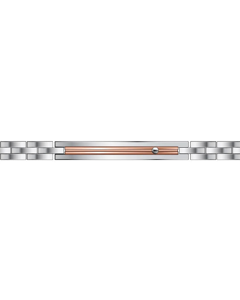 Zancan-Armband für Herren aus Stahl mit zentraler Plakette aus Roségold und schwarzem Zirkonia – Hi-Teck-Kollektion – EHB216