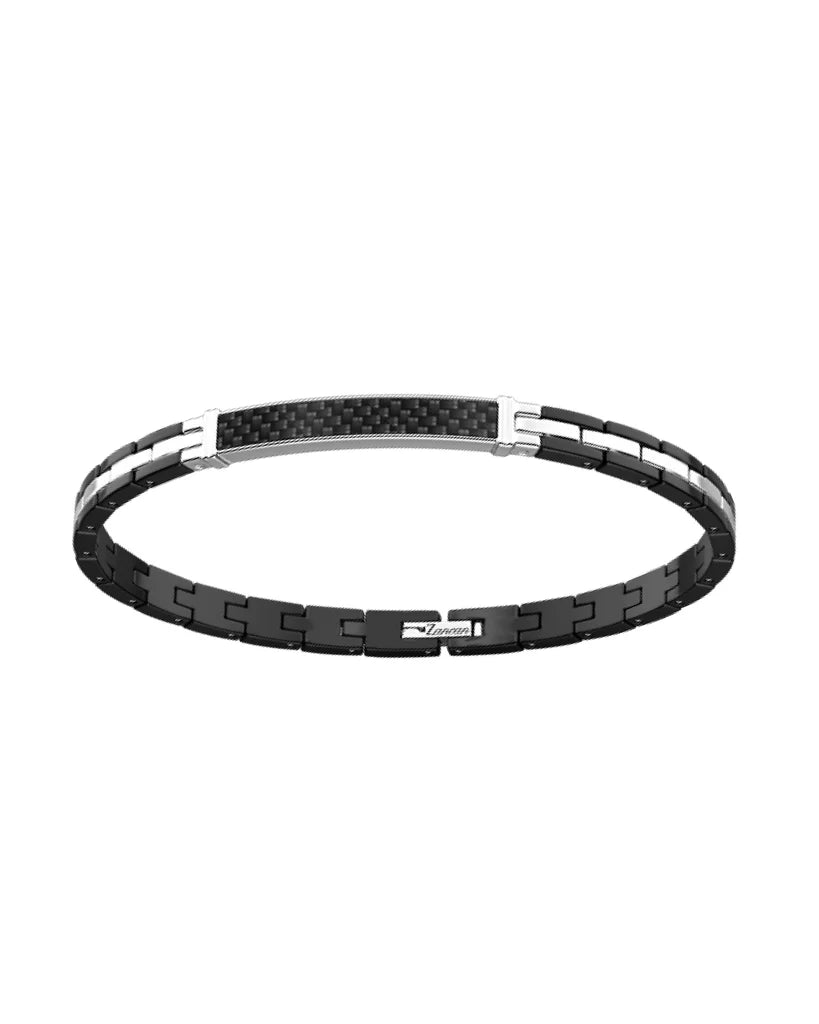 Bracciale da uomo in acciaio 316L Zancan nero con fibra di carbonio - EHB258