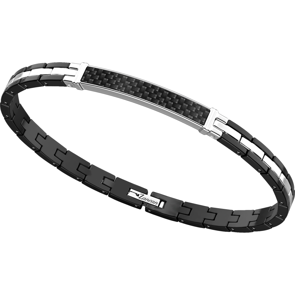 Bracciale da uomo in acciaio 316L Zancan nero con fibra di carbonio - EHB258