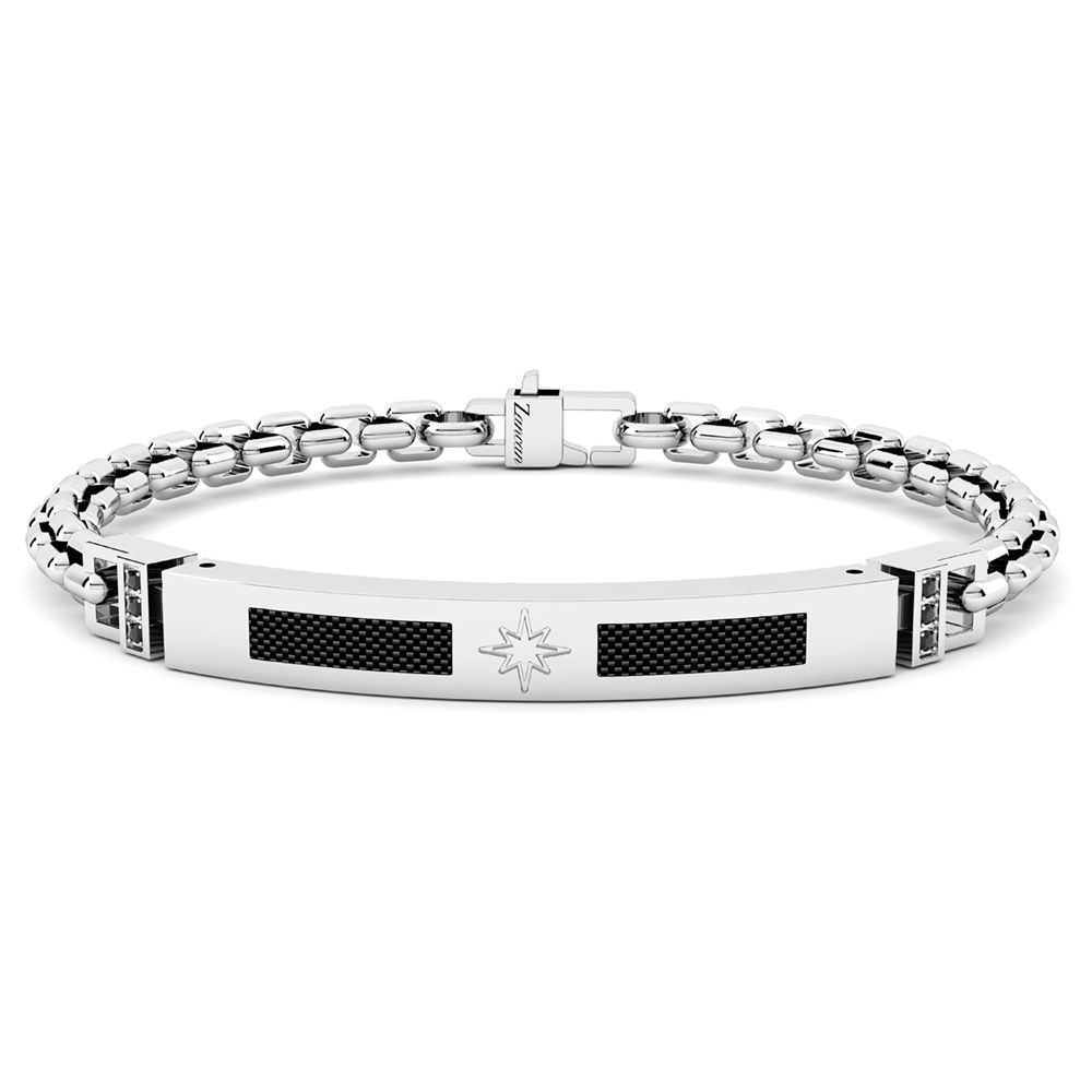 Bracciale Zancan in Acciaio e fibra di Carbonio con spinellii neri - EHB266
