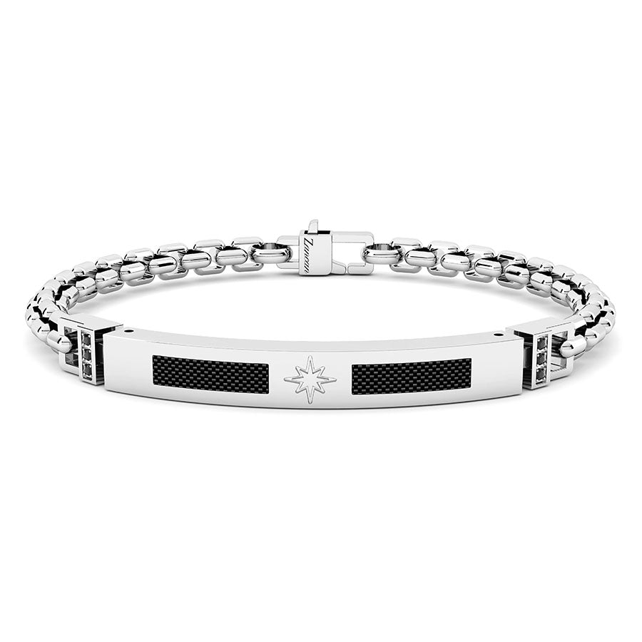 Bracciale Zancan in Acciaio e fibra di Carbonio con spinellii neri - EHB266