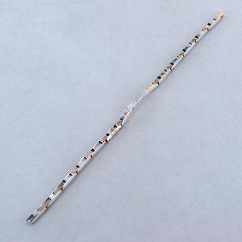 Bracciale Zancan da uomo in acciaio e PVD rosa con zirconi bianchi - EHB283