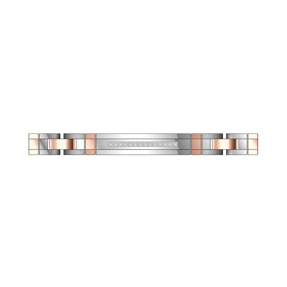 Bracciale Zancan da uomo in acciaio e PVD rosa con zirconi bianchi - EHB283