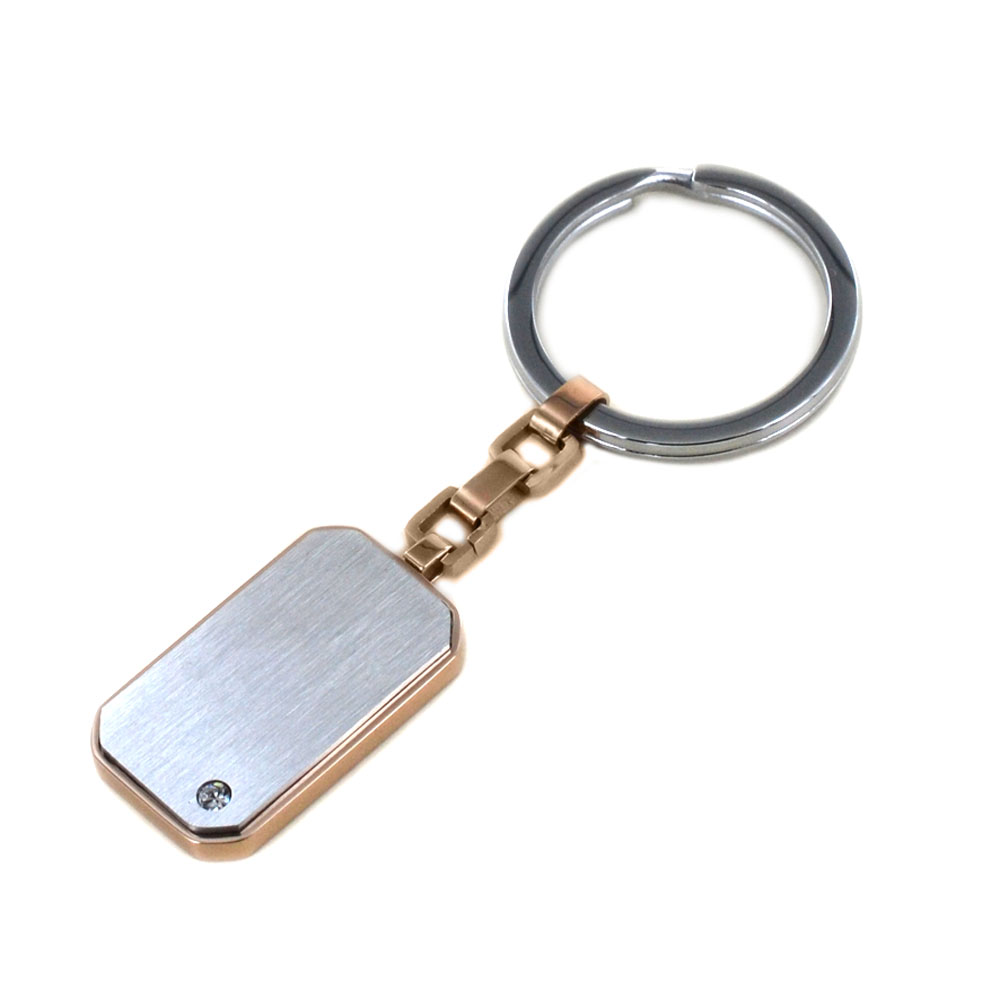 Zancan Herren-Schlüsselanhänger aus Stahl mit rosa PVD-Platte – Hiteck – EHP075