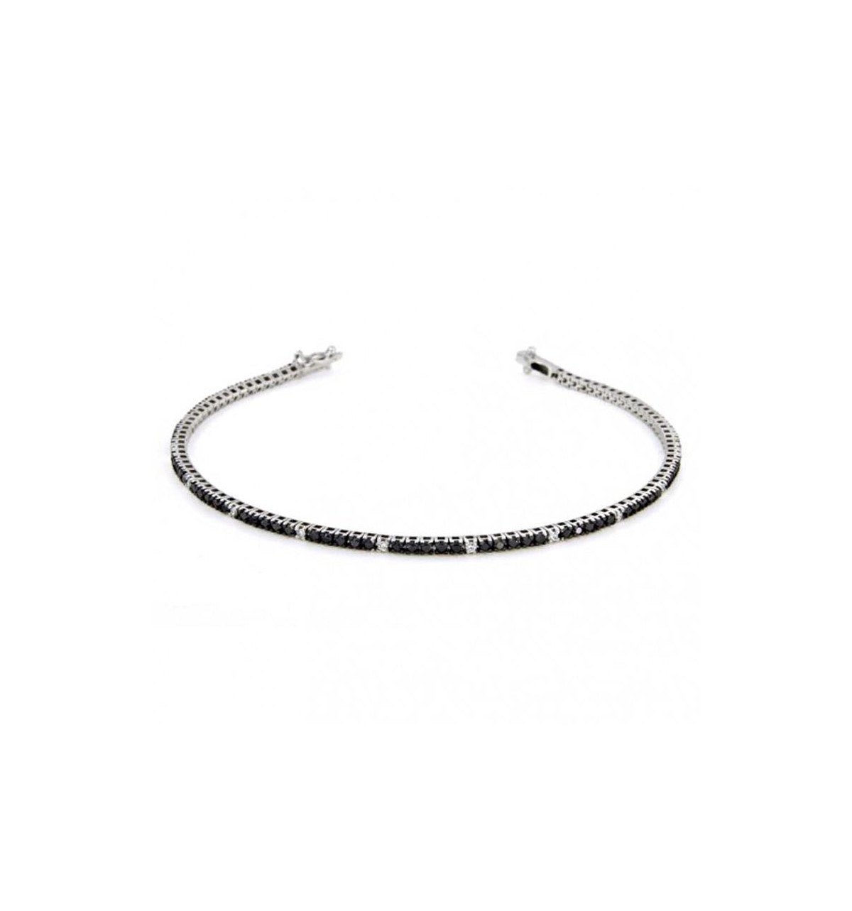 Bracciale Zancan tennis in argento brunito 925 con zirconi neri alternati a zirconi bianchi - ESB078