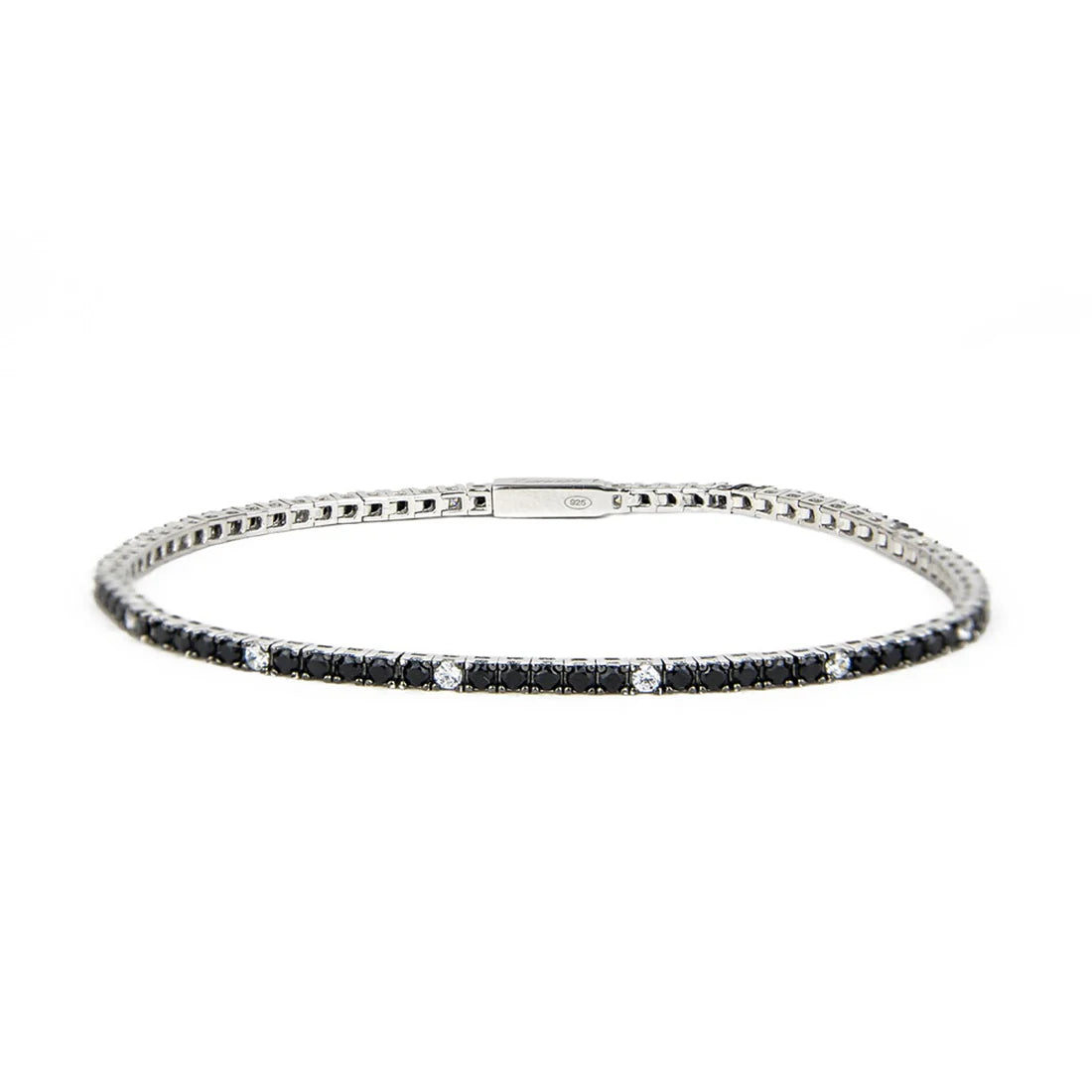 Bracciale Zancan tennis in argento brunito 925 con zirconi neri alternati a zirconi bianchi - ESB078