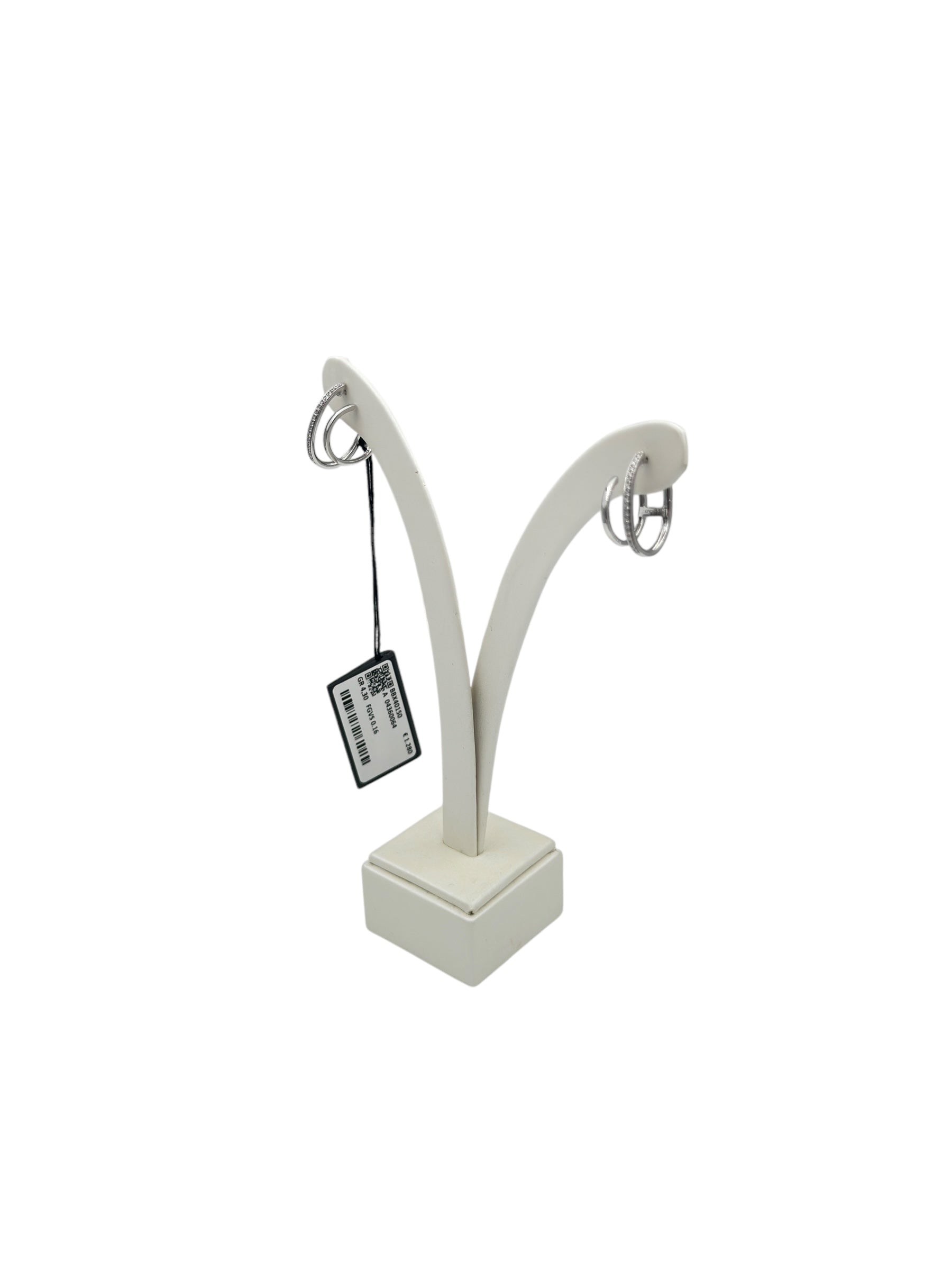 Orecchini Giorgio Visconti a due giri a cerchio, in oro bianco e diamanti, 0.16ct - BBX40150
