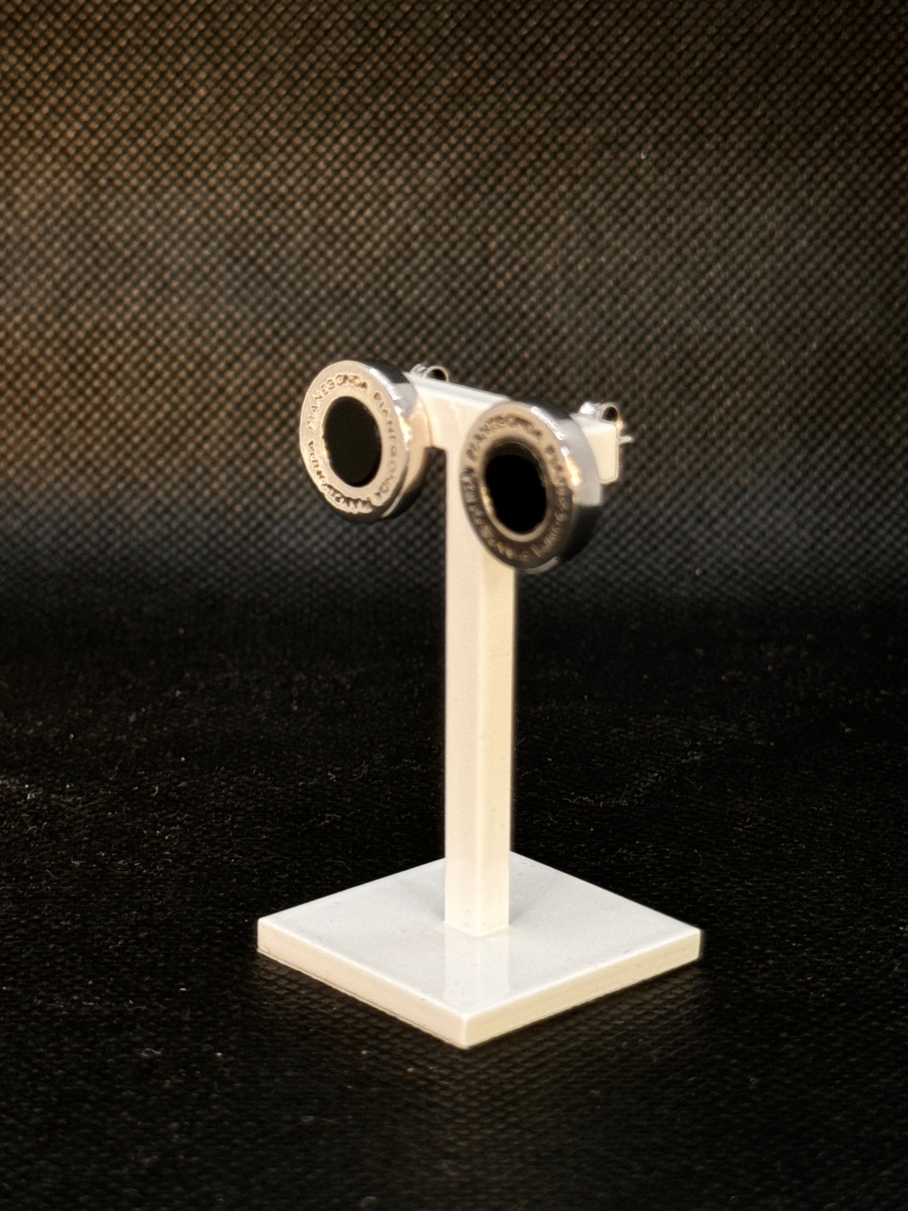 Pianegonda Silber Creolen mit schwarzem Onyx – OA010342