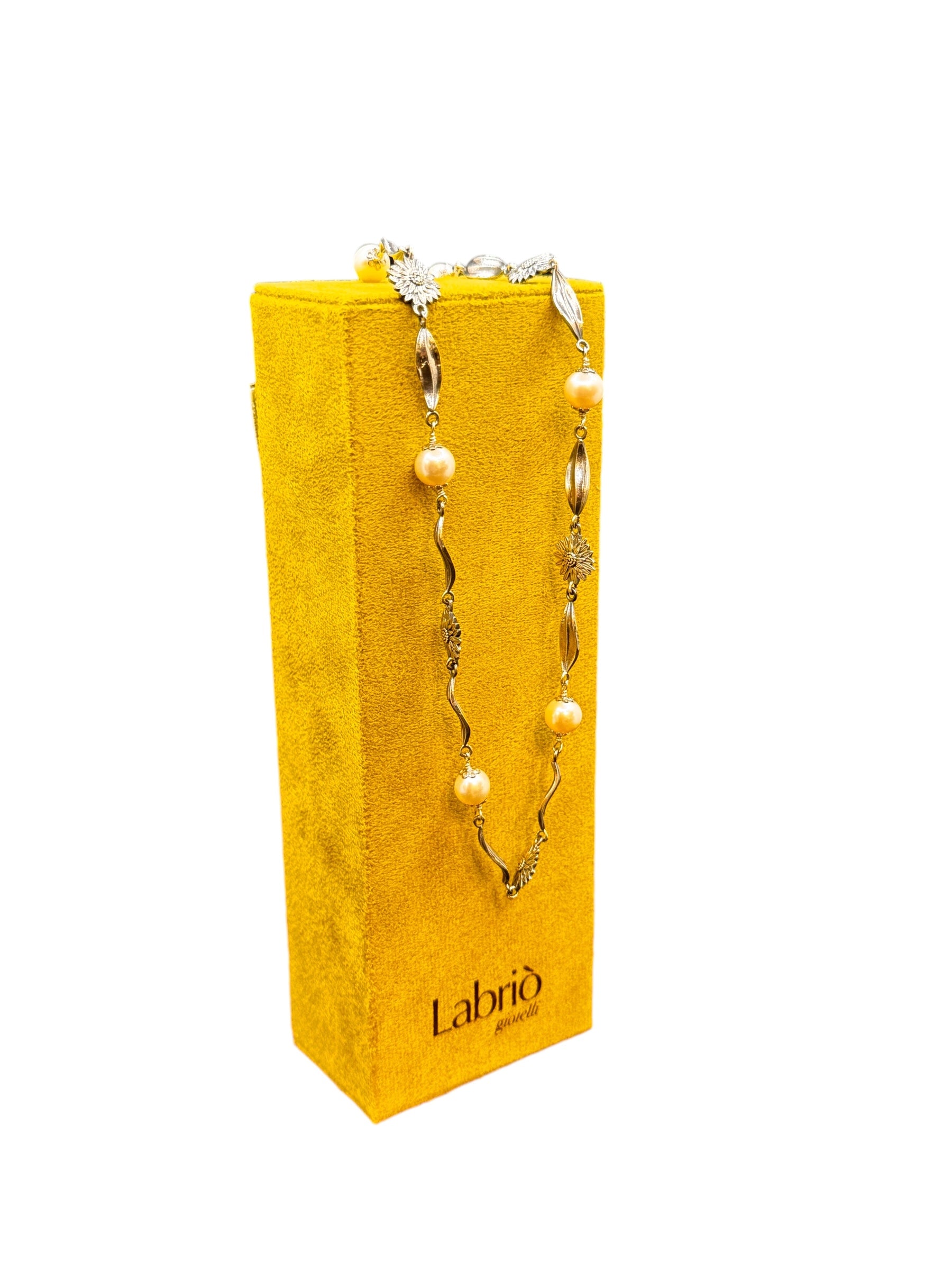 LABRIOLA Süßwasser-Gänseblümchen-Perlenkette in Silber – 2246