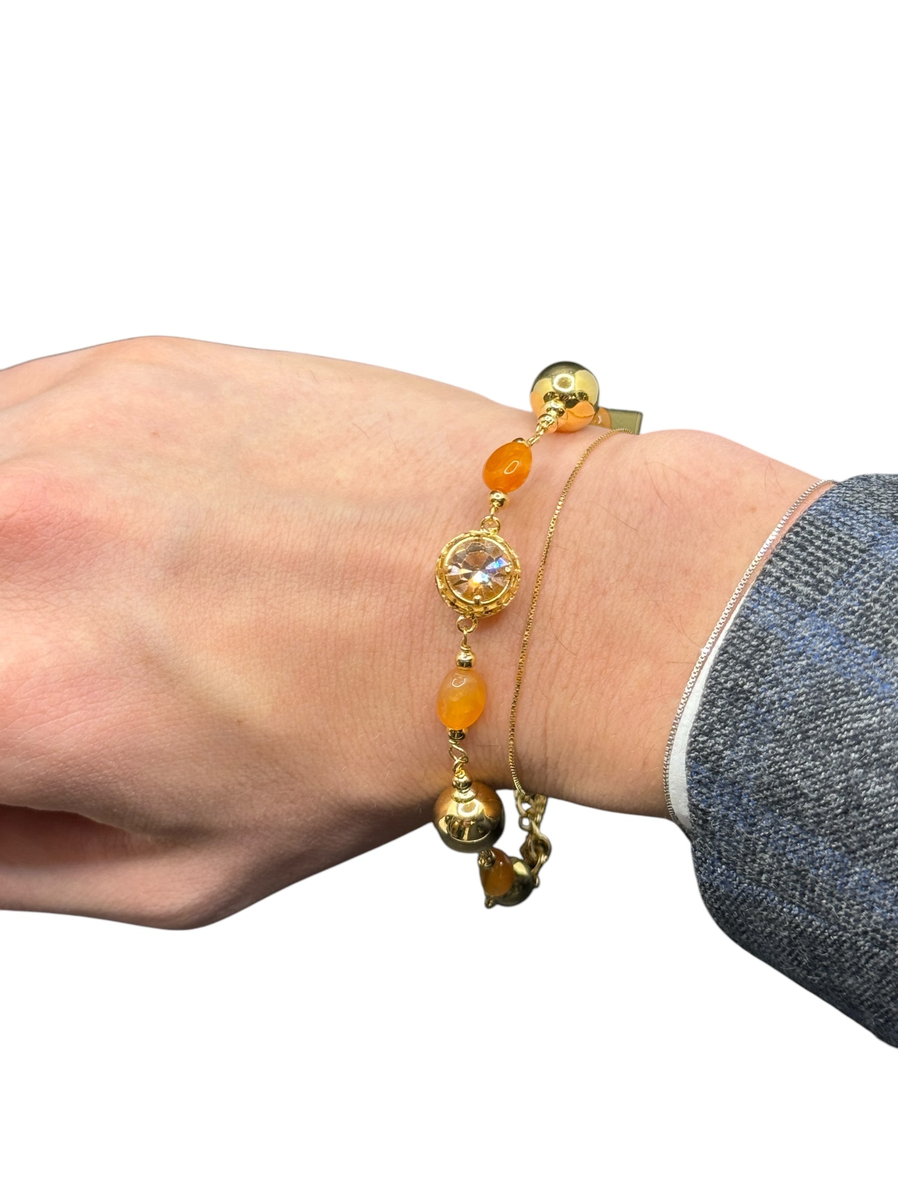 Armband aus vergoldeter Bronze mit Bernsteinen - DIAMONDS BR 010