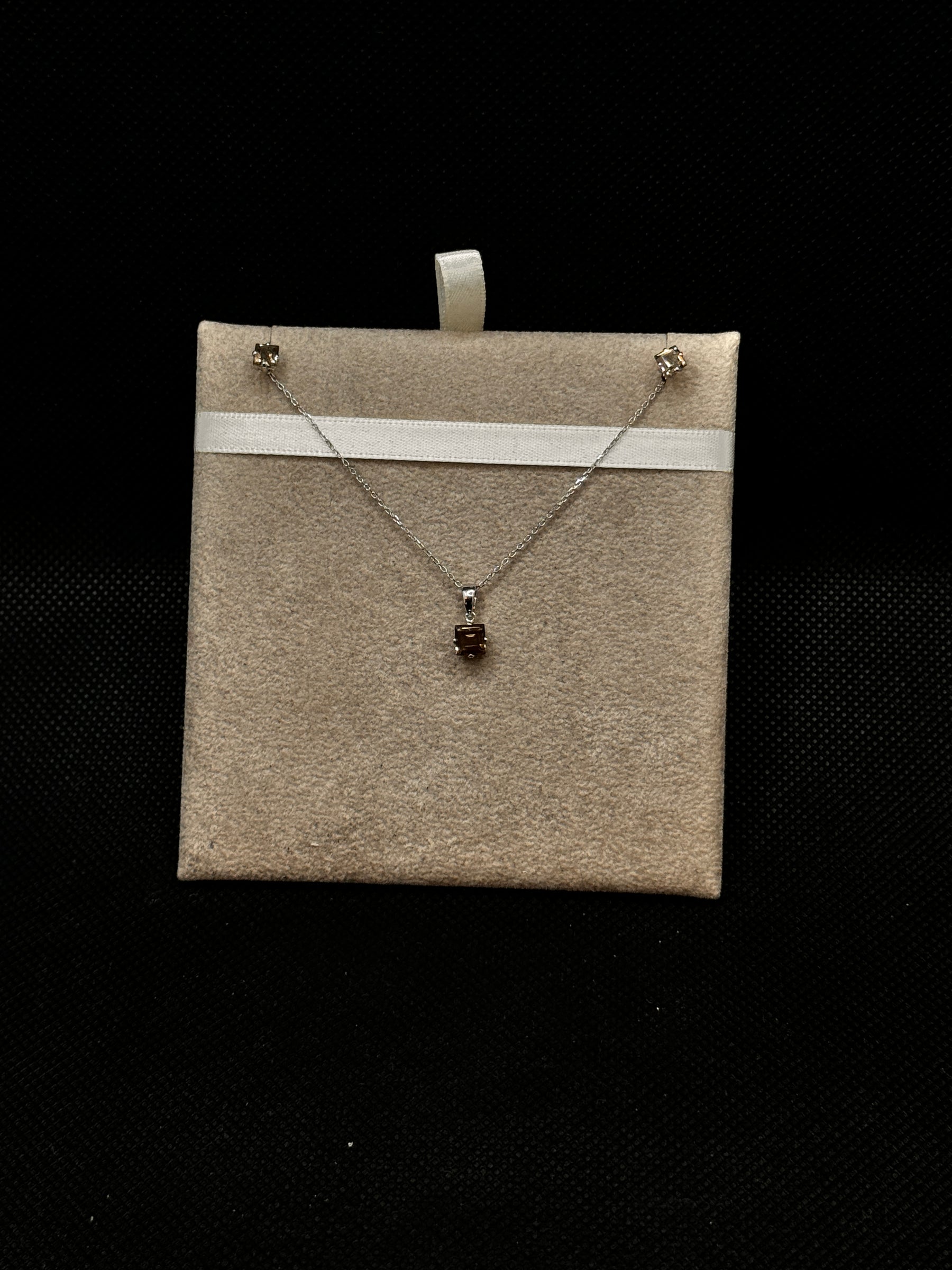 Damen-Goldkette aus Weißgold und Rauchtopas, 1,00 ct – DCPY1748COL