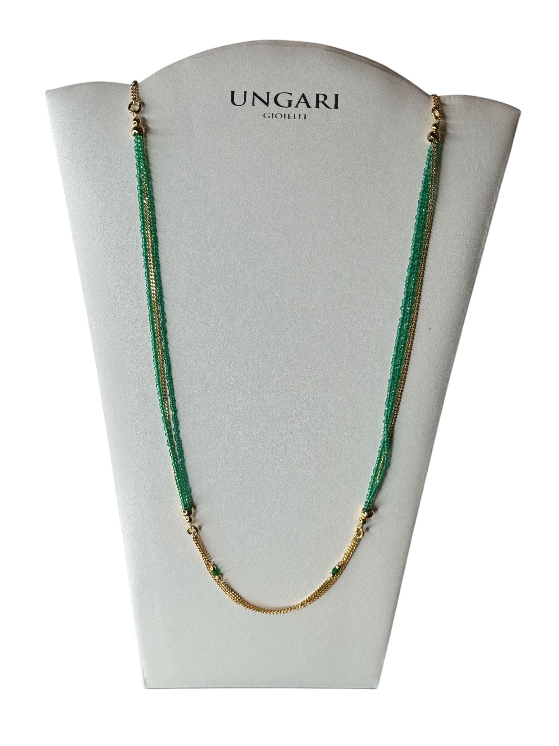 3-reihiges Collier aus vergoldeter Bronze mit peridotgrünen Steinen – FIRENZE CL 046V