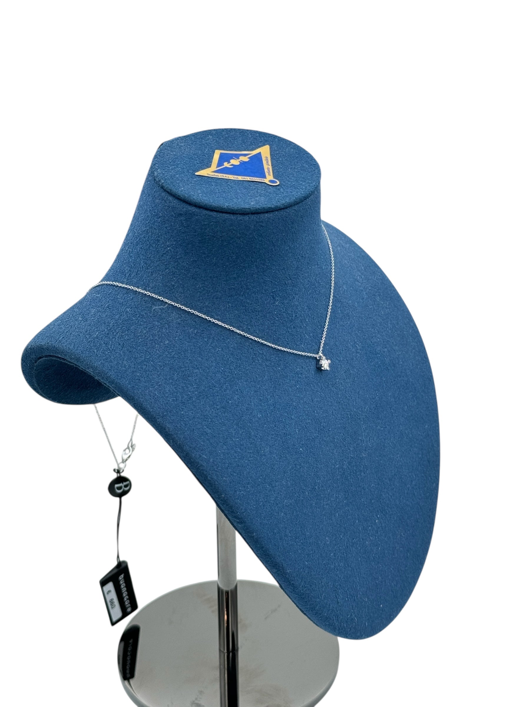Collana Buonocore punto luce in oro bianco 18kt e diamanti, 0.07 ct - 382C02DW