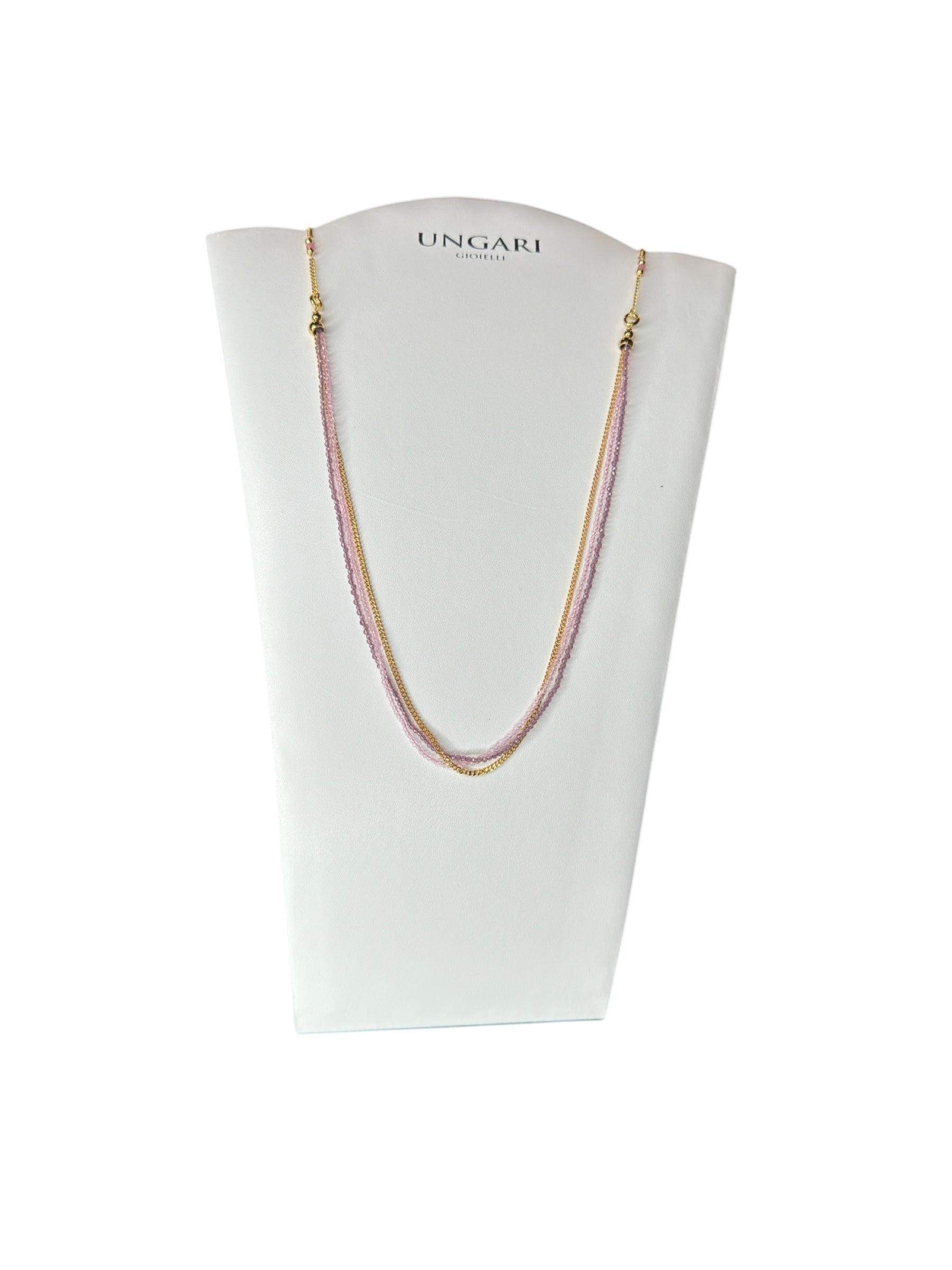 3-reihiges Halsband aus vergoldeter Bronze mit rosa und violetten Amethyststeinen – FIRENZE CL 047