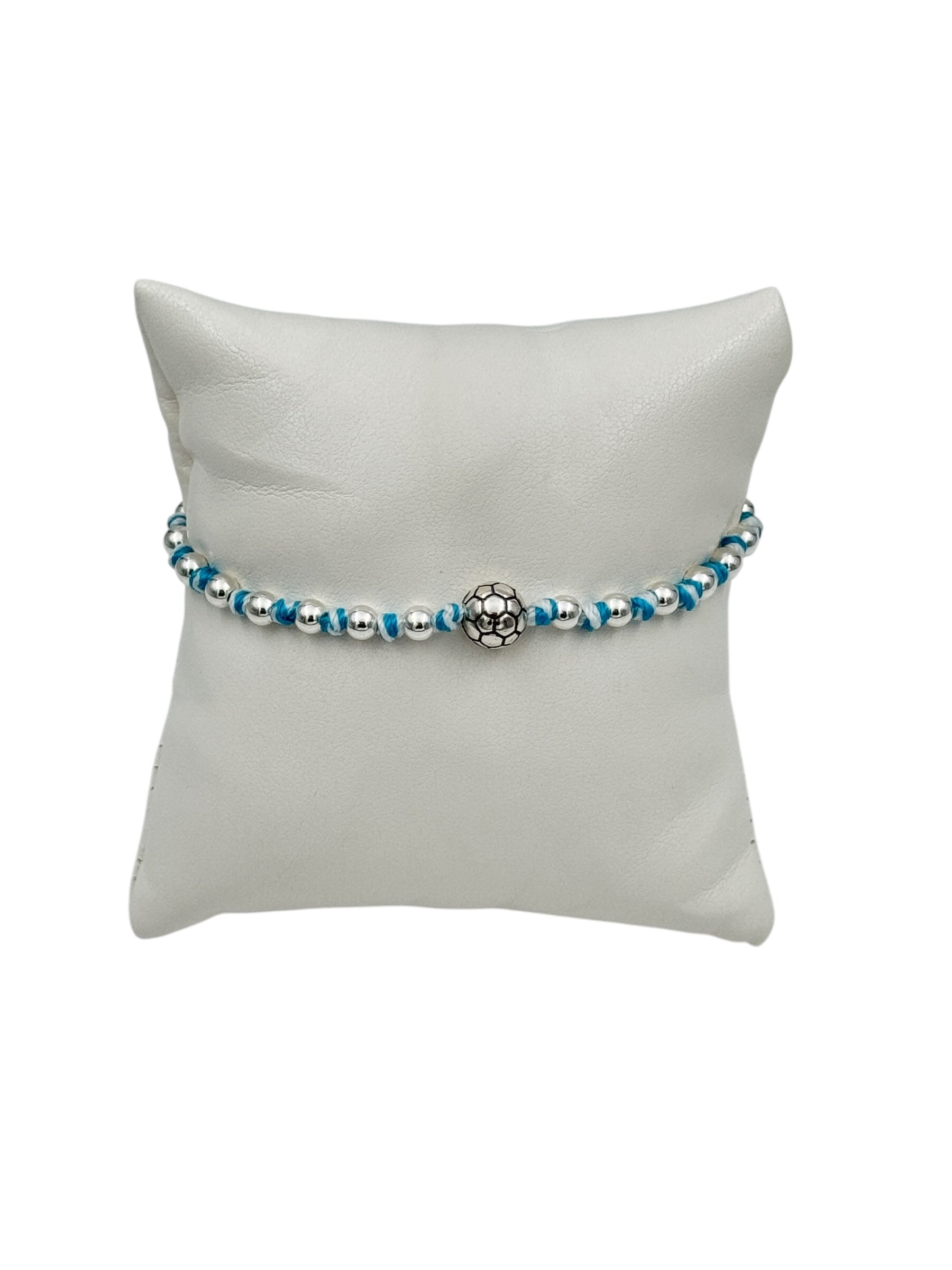 Bracciale Spadarella in argento con palla da calcio, COLORE AZZURRO TIFFANY - SPBR600