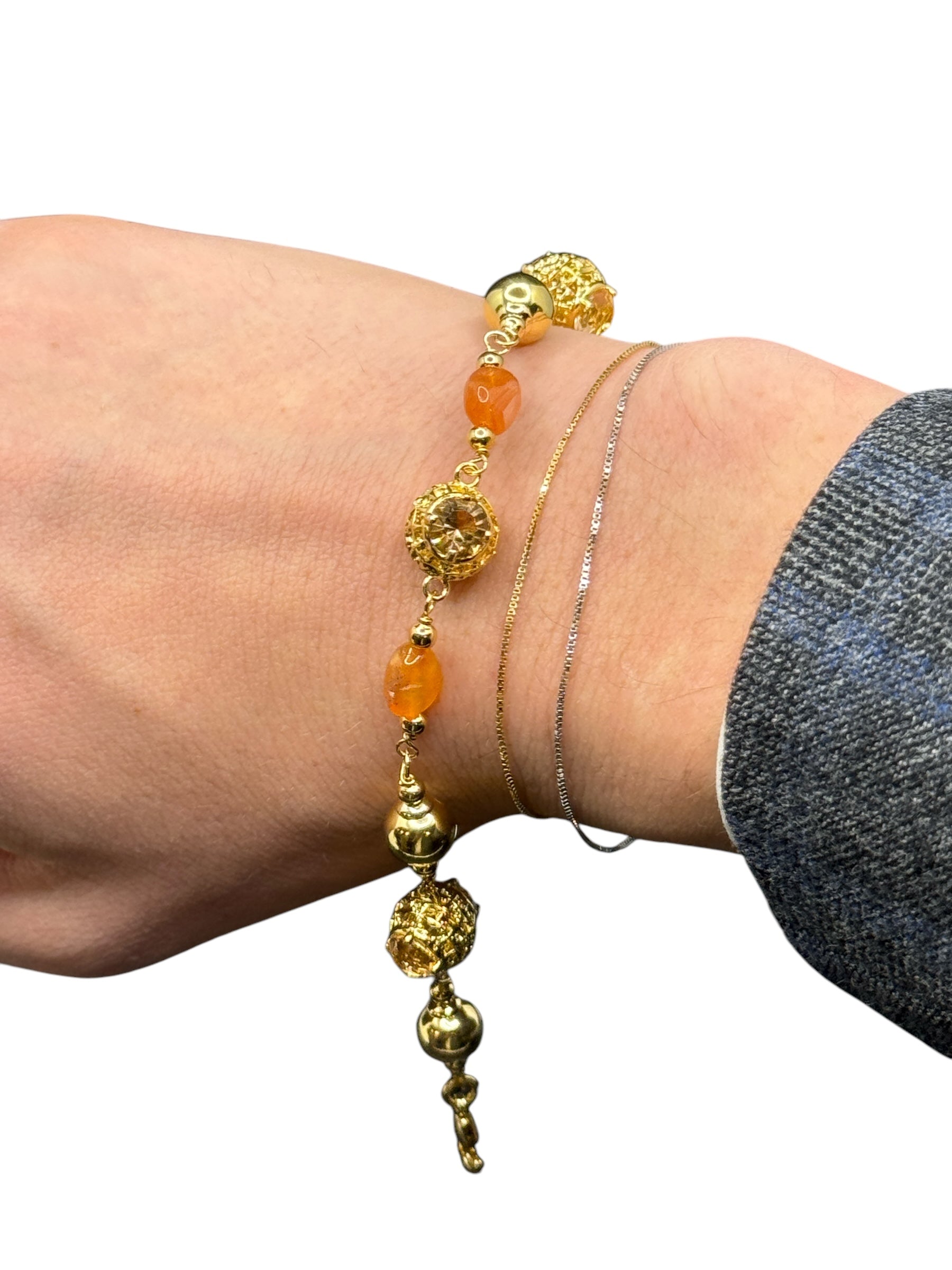 Armband aus vergoldeter Bronze mit orangefarbenen Steinen - DIAMONDS BR 003