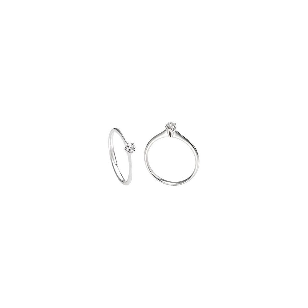 Anello solitario in oro bianco e diamante, linea Fresh. 0.07ct - FR004/007