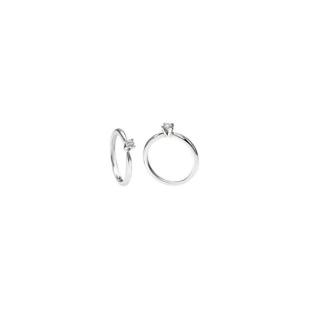 Anello solitario in oro bianco e diamante, linea FRESH, 0.10ct
- FR006/011