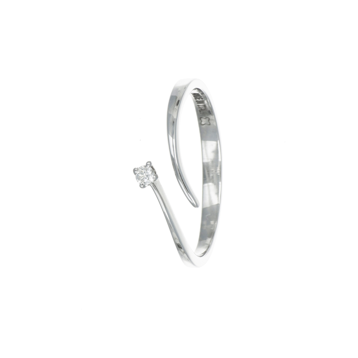 Anello Solitario collezione Fresh in oro bianco e diamante, aperto, 0.04ct - FR007/004