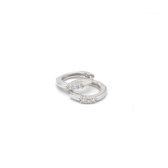 Orecchini cerchio piccolo, linea FRESH, in oro bianco e diamanti, 0.08ct - FR034/008