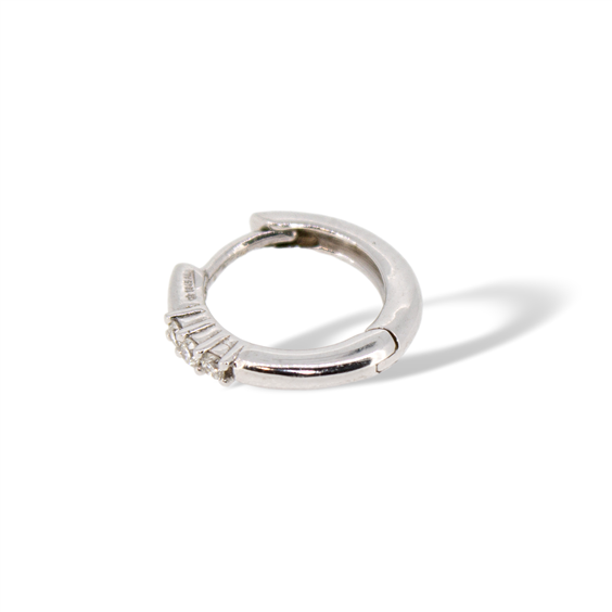 Orecchini cerchio piccolo, linea FRESH, in oro bianco e diamanti, 0.08ct - FR034/008