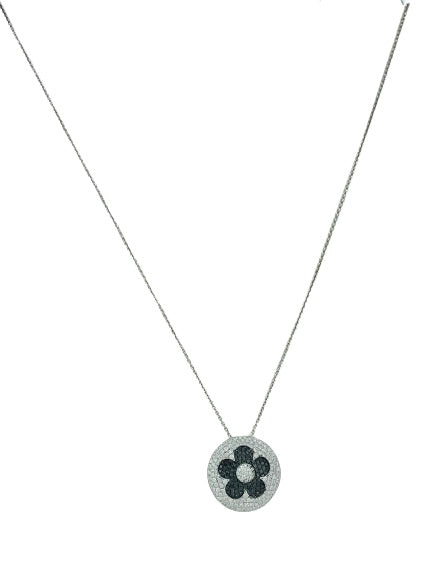 Halsband aus Weißgold und schwarz-weißen Diamanten – GB35786