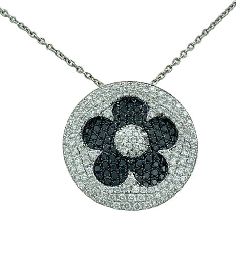 Halsband aus Weißgold und schwarz-weißen Diamanten – GB35786