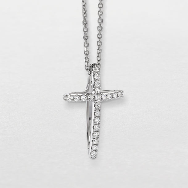 Girocollo croce Giorgio Visconti oro bianco e diamanti, 0.15ct - GBX39130