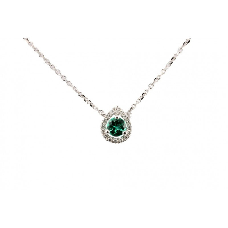 Girocollo Giorgio Visconti in oro bianco e smeraldo, con giro di diamanti, 0,17ct di smeraldo - GBX39196S